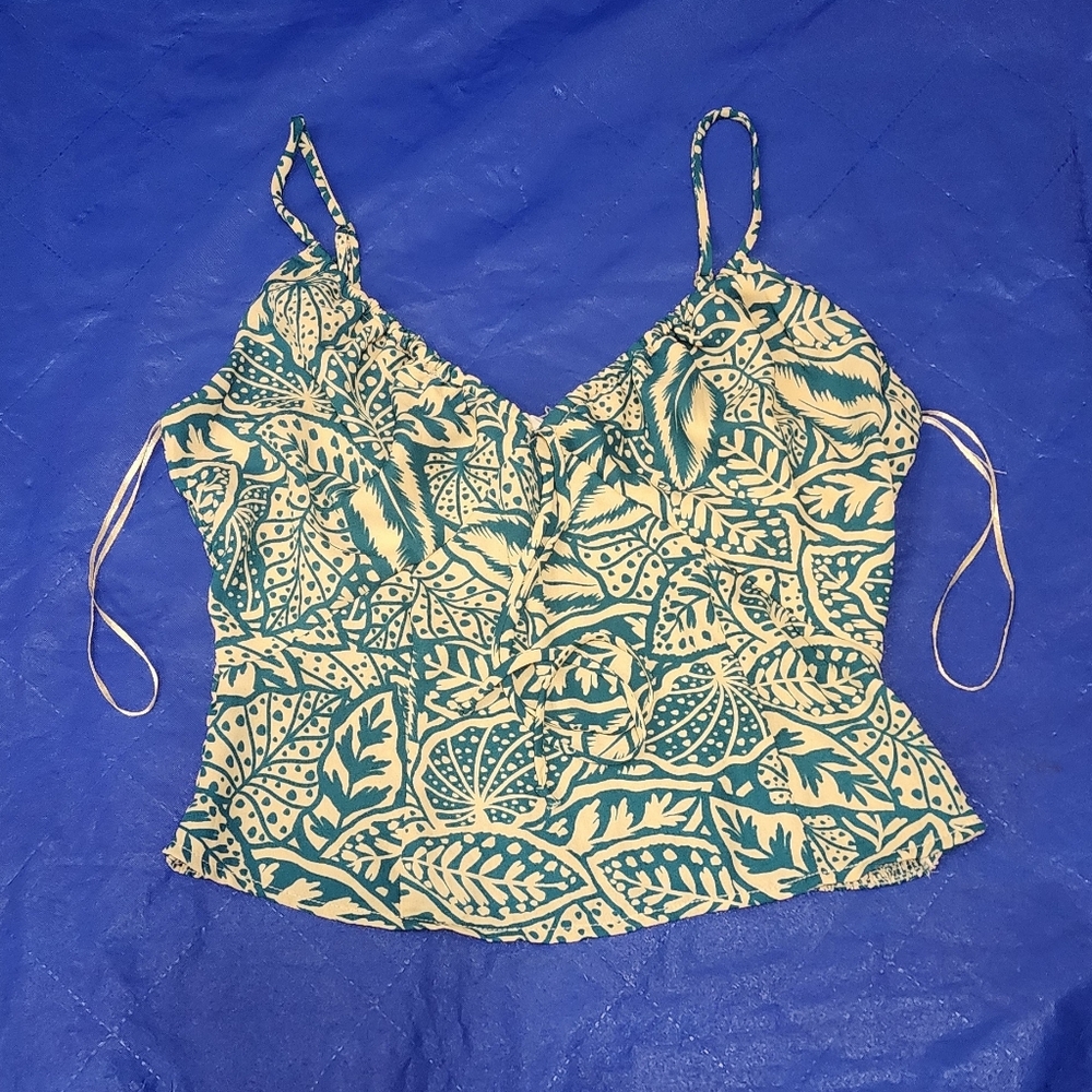 Sienna Sky Teal and Cream Leaf Camisole